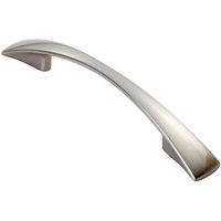 Loops Tapered Pull Handle 138 x 16mm 96mm Fixing Centres Satin Nickel Curved Bow in Metallics