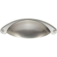 Loops Traditional Cup Pull Handle 104 x 26mm 64mm Fixing Centres Satin Nickel in Metallics