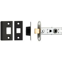 Loops 64mm Tubular Mortice Door Latch Bolt Through Square Forends Matt Black
