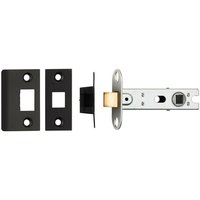 Loops 76mm Tubular Mortice Door Latch Bolt Through Square Forends Matt Black