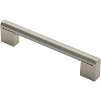 Loops Round Bar Pull Handle 168 x 14mm 128mm Fixing Centres Satin Nickel & Steel in Metallics