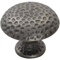 Loops Dimpled Mushroom Cupboard Door Knob 38mm Dia Antique Steel Cabinet Handle in Metallics