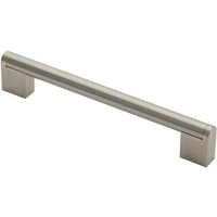 Loops Round Bar Pull Handle 200 x 14mm 160mm Fixing Centres Satin Nickel & Steel in Metallics