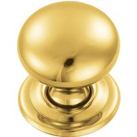 Loops Round Victorian Cupboard Door Knob 32mm Dia Polished Brass Cabinet Handle in Metallics