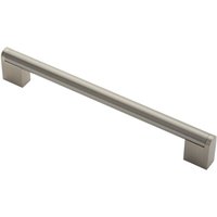 Loops Round Bar Pull Handle 232 x 14mm 192mm Fixing Centers Satin Nickel & Steel in Metallics