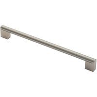 Loops Round Bar Pull Handle 296 x 14mm 256mm Fixing Centres Satin Nickel & Steel in Metallics