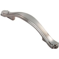 Loops Stepped Edge Cupboard Bow Pull Handle 76mm Fixing Centres Satin Nickel in Metallics