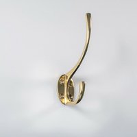 Loops Victorian Hat & Coat Hook on Oval Backplate 64mm Projection Polished Brass in Metallics