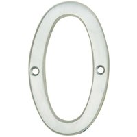Loops Satin Chrome Door Number 0 - 75mm Height 4mm Depth House Numeral Plaque