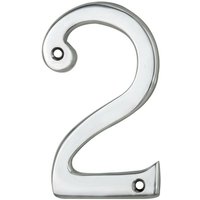 Loops Polished Chrome Door Number 2 75mm Height 4mm Depth House Numeral Plaque