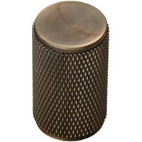 Loops Knurled Cylindrical Cupboard Door Knob 18mm Dia Antique Brass Cabinet Handle in Metallics