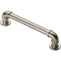 Loops Pipe Design Cabinet Pull Handle 128mm Fixing Centres 12mm Dia Satin Nickel in Metallics