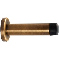 Loops Rubber Tipped Doorstop Cylinder with Rose Wall Mounted 70mm Antique Brass in Metallics
