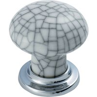 Loops Porcelain Mushroom Cupboard Door Knob Glaze Design Polished Chrome Matt Chrome