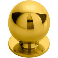 Loops Solid Ball Cupboard Door Knob 30mm Diameter Polished Brass Cabinet Handle in Metallics