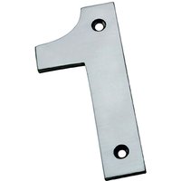Loops 100mm Front Door Numerals '1' 74mm Fixing Centres Satin Stainless Steel in Metallics