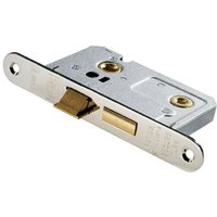 Loops Locking Bathroom Door Sashlock Latch Radius Forend 64mm Nickel Plated in Metallics