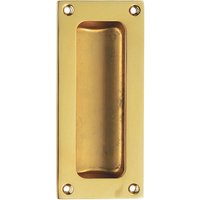 Loops Recessed Sliding Door Flush Pull 102 x 45mm 10.5mm Depth Polished Brass in Metallics