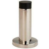 Loops Wall Mounted Doorstop Cylinder on Rose Rubber Tip 76 x 22mm Bright Steel in Metallics