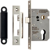 Loops 64mm Contract Euro Profile Sashlock Square Forend Nickel Plated Door Latch in Metallics