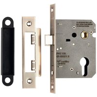 Loops 76mm Contract Euro Profile Sashlock Square Forend Satin Nickel Door Latch in Metallics