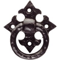 Loops Ornate Cabinet Ring Pull on Cross Backplate 35mm Fixing Centres Black Antique