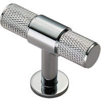 Loops Knurled Cupboard T Shape Pull Handle 50 x 13mm Polished Chrome Cabinet Handle