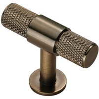 Loops Knurled Cupboard T Shape Pull Handle 50 x 13mm Antique Brass Cabinet Handle in Metallics