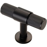 Loops Knurled Cupboard T Shape Pull Handle 50 x 13mm Matt Black Cabinet Handle