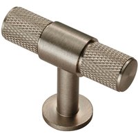 Loops Knurled Cupboard T Shape Pull Handle 50 x 13mm Satin Nickel Cabinet Handle in Metallics