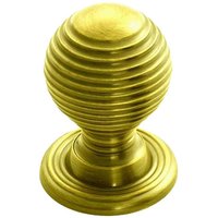 Loops Textured Reeded Ball Cupboard Door Knob 28mm Dia Polished Brass Handle in Metallics