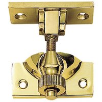 Loops Brighton Pattern Sprung Sash Fastener 56 x 22mm Fixing Plate Polished Brass in Metallics