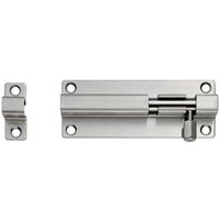 Loops Straight Barrel Surface Mounted Door Bolt Lock 100 x 38mm Satin Steel in Metallics