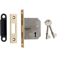 Loops 64mm 3 Lever BS Deadlock Square Forend Electro Brassed Door Security Latch in Metallics