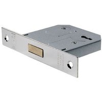 Loops 64mm 3 Lever BS Deadlock Square Forend Nickel Plated Door Security Latch in Metallics