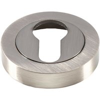 Loops 50mm Euro Profile Round Escutcheon Concealed Fix Satin Nickel Keyhole Cover in Metallics