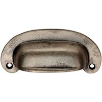 Loops Oval Plate Cabinet Cup Handle 106 x 44.5mm 87mm Fixing Centres Pewter