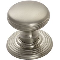 Loops Smooth Ringed Cupboard Door Knob 28mm Dia Satin Nickel Cabinet Handle in Metallics