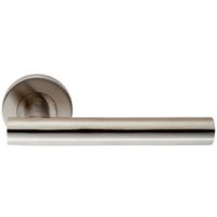 Loops PAIR Straight Round T Bar Handle on Round Rose Concealed Fix Satin Steel in Metallics