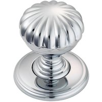 Loops Flower Design Textured Cupboard Door Knob 31mm Diameter Polished Chrome