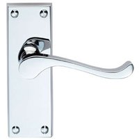 Loops PAIR Victorian Scroll Handle on Latch Backplate 120 x 41mm Polished Chrome