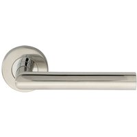 Loops PAIR Straight Mitred Bar Handle on Round Rose Concealed Fix Polished Steel in Metallics