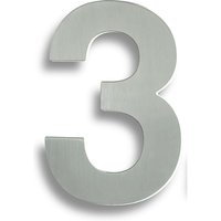 Loops 178mm Front Door Numerals '3' 150mm Fixing Centres Satin Stainless Steel in Metallics