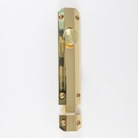 Loops Surface Mounted Flat Sliding Door Bolt Lock 152 x 35mm Polished Brass in Metallics