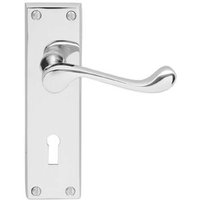 Loops Victorian Scroll Lever on Rectangular Lock Backplate 155 x 41mm Polished Chrome