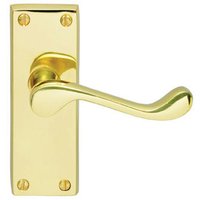 Loops PAIR Victorian Scroll Handle on Latch Backplate 120 x 41mm Polished Brass in Metallics