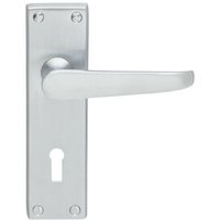 Loops PAIR Victorian Flat Lever on Lock Backplate Handle 150 x 42mm Satin Chrome