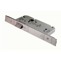Loops Architectural DIN Latch Square Forend 60mm Backset Satin Stainless Steel in Metallics
