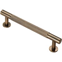 Loops Knurled Bar Door Pull Handle 158 x 13mm 128mm Fixing Centres Antique Brass in Metallics