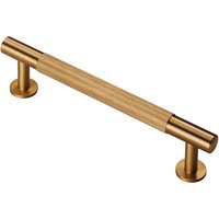 Loops Knurled Bar Door Pull Handle 158 x 13mm 128mm Fixing Centres Satin Brass in Metallics